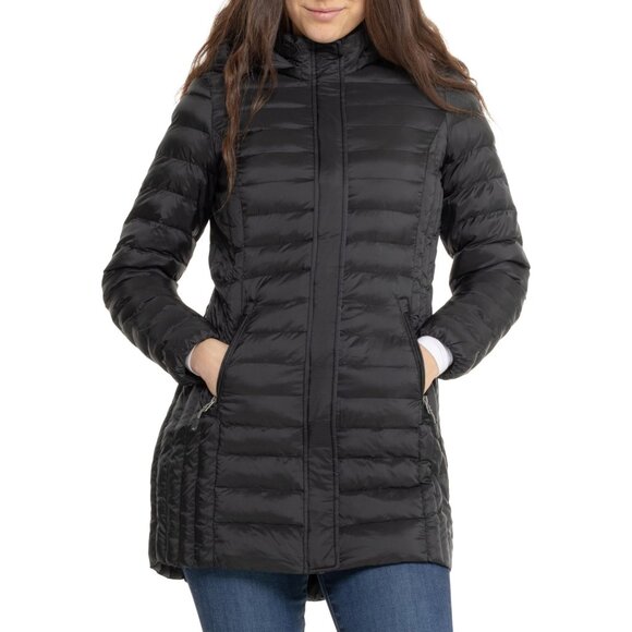 NEW 32 Degrees Packable Hooded Jacket - 3/4 Length, Insulated in black 1225 4s2 - Picture 2 of 3